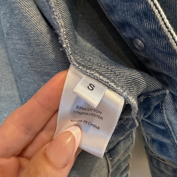 Light Blue Denim Jacket - Casual Oversized Jean Jacket- Shirt - Picture 3 of 3